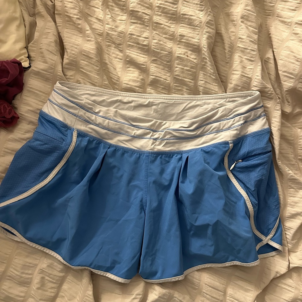 Blue Lululemon running shorts